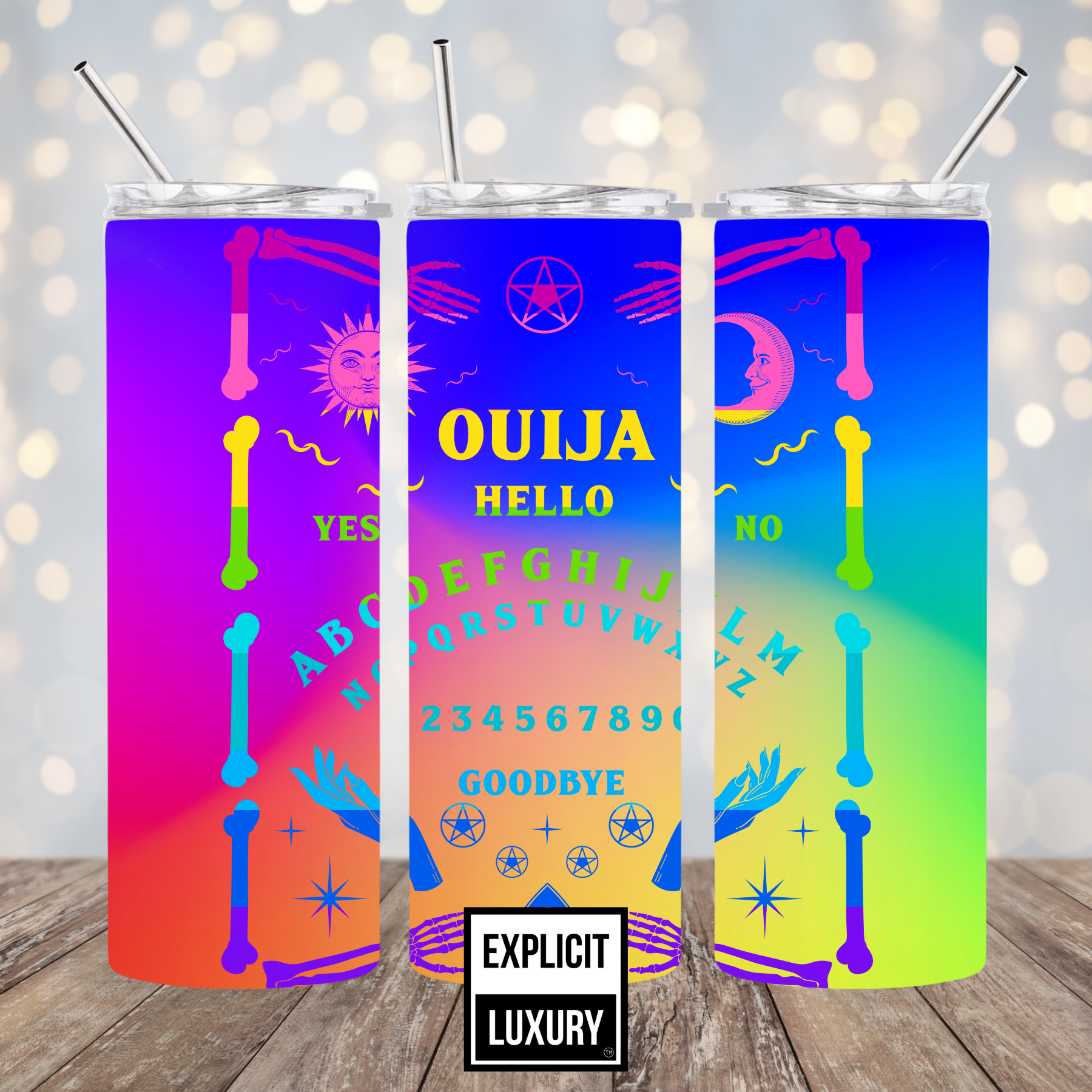 Ouija Rainbow Halloween Tumbler 20oz Skinny