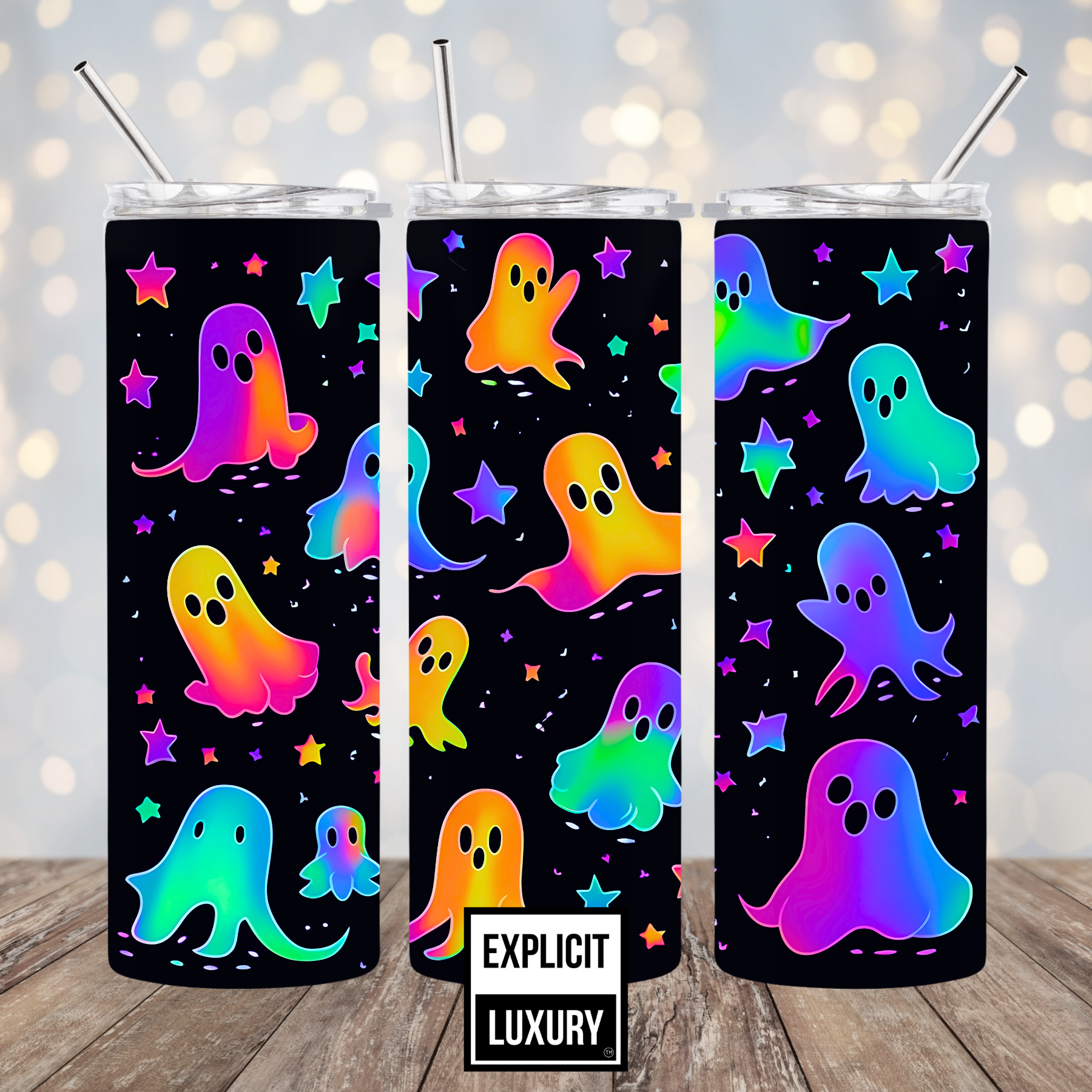 Ghost & Stars Halloween Tumbler 20oz Skinny