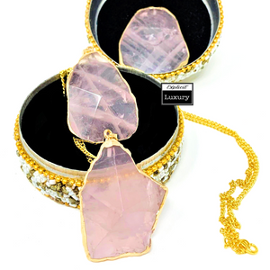 Rose Quartz Slice Necklace - TKT